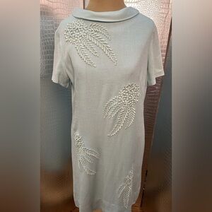 Vintage Henry Lee Light Blue Embellished Party Dress 1960's Size Small